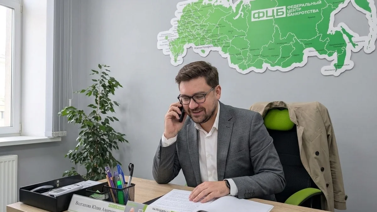 Мужчина обсуждает финансовый вопрос по телефону в офисе