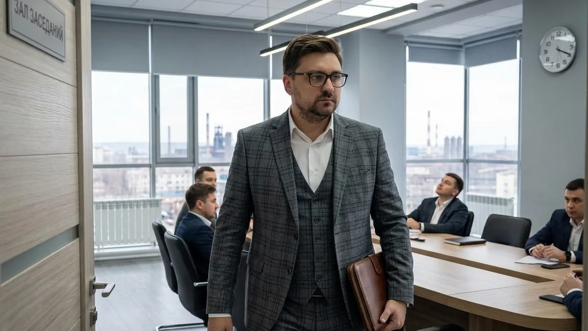 Мужчина входит в помещение для деловой встречи